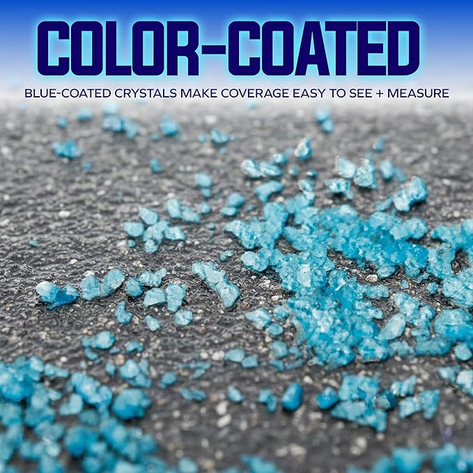 Snow Joe Crystal Blue Snow & Ice Melter, Heat-Generating Crystals, 50 Lb Bag - Fast-Acting Commercial Deicer and Remover for Concrete, Driveway, Sidewalk, and Outdoor Spaces