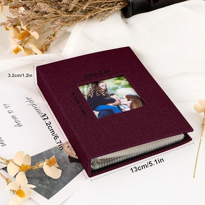 Ywlake Photo Album 4x6 100 Pockets 2 Packs, Small Mini Capacity Linen Photo Album Bulk Sets, Each Pack Holds 100 Top Loader Vertical Only Picture for Kids Boy Girls (Purple)