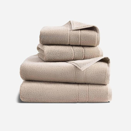Brooklinen Super-Plush Turkish Cotton Bath Towel Set - 2 Bath Towels + 2 Hand Towels Cotton, 820 GSM, Highly Absorbent, Machine Washable, Perfect for Home & Bathroom (Driftwood)