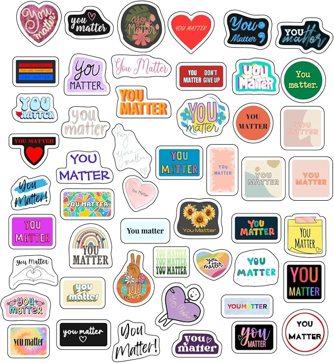 100Pcs You Matter Stickers for Water Bottle and Laptop - Encouragement Party Supplies & Decorations, Waterproof Vinyl Positive Decals, Inspirational Stickers Laptop Decals, Gifts for Women & Men