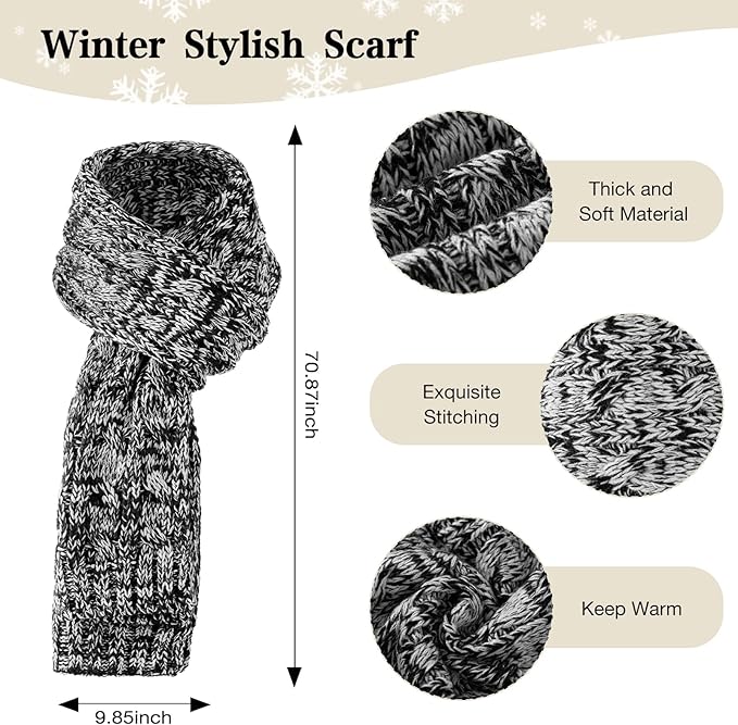 Tavaleu Womens Winter Beanie Hat Scarf Gloves Set, Pom Pom Beanie Warm Knit Scarf Touchscreen Gloves for Cold Weather