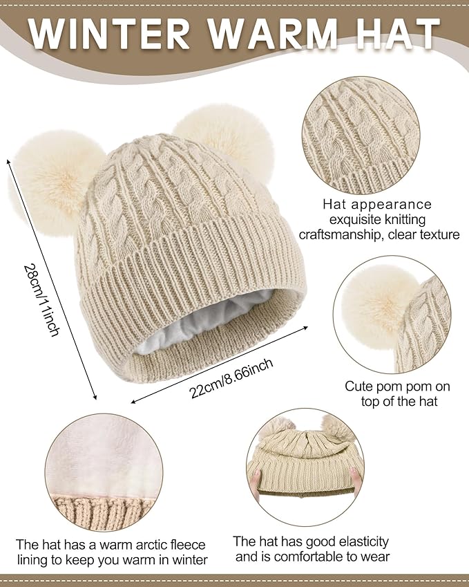 Geyoga 6 Pcs Winter Warm Fleece Knit Hat Long Scarf Touchscreen Gloves Ear Muffs Socks Sets, Winter Warm Gifts for Women