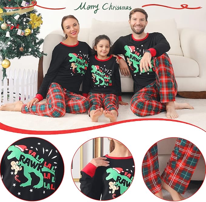 ANGELGGH Matching Christmas Pajamas for Family, Cute Vacation PJs Sets for Couples/Women/Men, Xmas 2 Piece Jammies Sleepwear