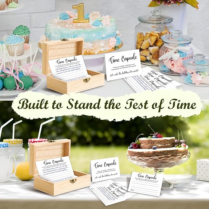 Time Capsule Box 1st Birthday - Baby Time Capsule For First Birthday Party Games, 1st Birthday Party Activities For Guests, Time Capsule Cards 1st Birthday Keepsake Gifts For Babies Girl