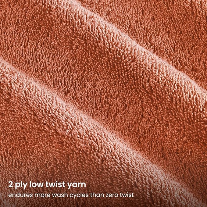 BIOWEAVES 100% Organic Cotton 700 GSM Plush Premium Washcloths 13" x 13" GOTS Certified, Face Towels Perfect for Home & Bathroom - Burnt Orange, Pack of 12