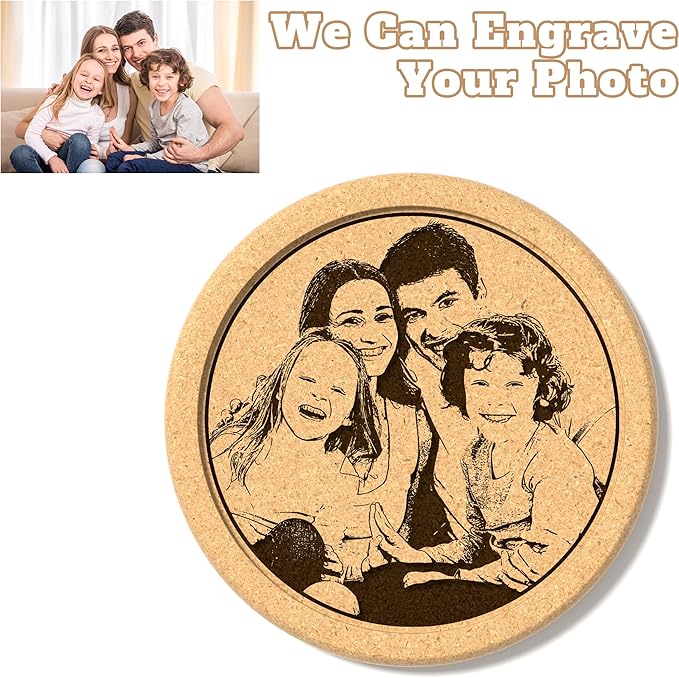 30 Custom Coasters, Personalized Cork Coaster Laser Engraved with Own Design Logo Text, Non-Slip Heat-Resistant Custom Cork Coaster for Wedding, Anniversary, Family Reunion Gifts (Lip Round)
