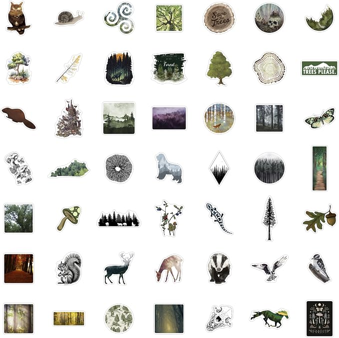 100Pcs Forest Stickers for Water Bottle and Laptop - Forest Party Supplies & Decorations, Waterproof Vinyl Decals, Nature and Tree Stickers, Gifts for Women & Men