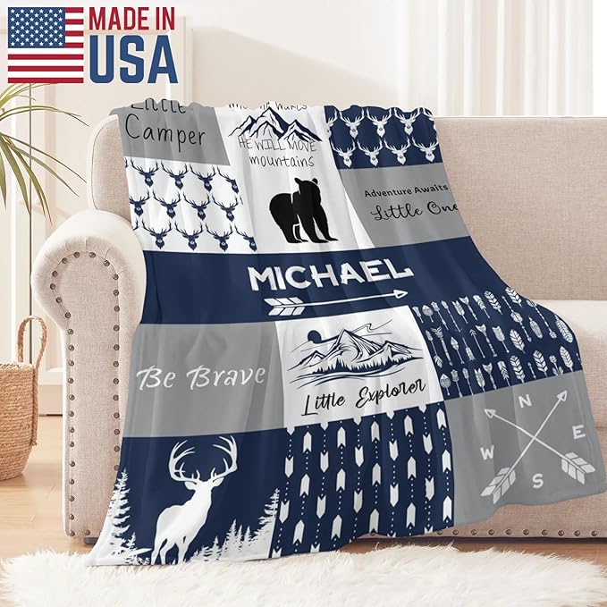 Custom Initial Baby Name Blanket - Personalized Throw Blanket for Babies Kids Adults