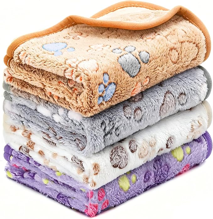 4 Pcs Washable Guinea Pig Bedding Absorbent Small Animal Cage Liners Reusable Guinea Pig Fleece Blankets Waterproof Pet Pee Pad Sleep Mat Pad Cover for Rabbit Ferret Chinchilla Hamster (24 x 35 Inch)