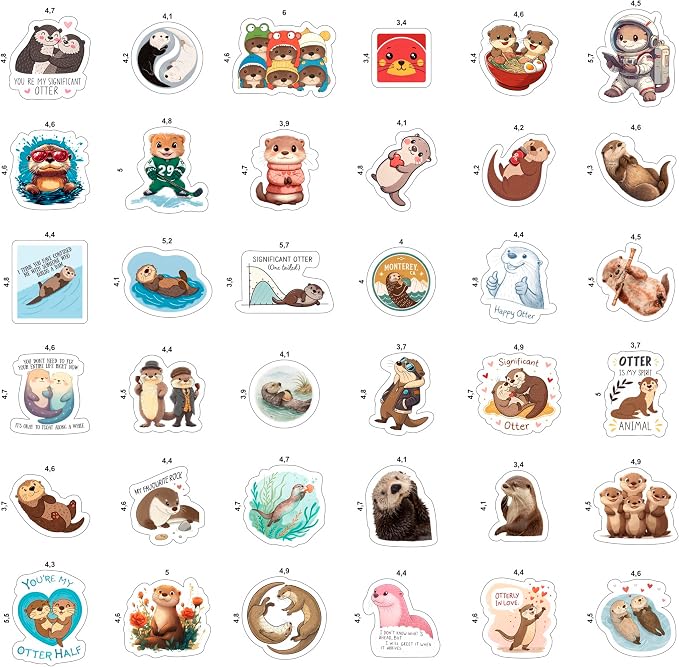 100Pcs Otter Stickers for Water Bottle - Sea Otter Gifts, Party Supplies & Party Decorations - Gift for Women & Men