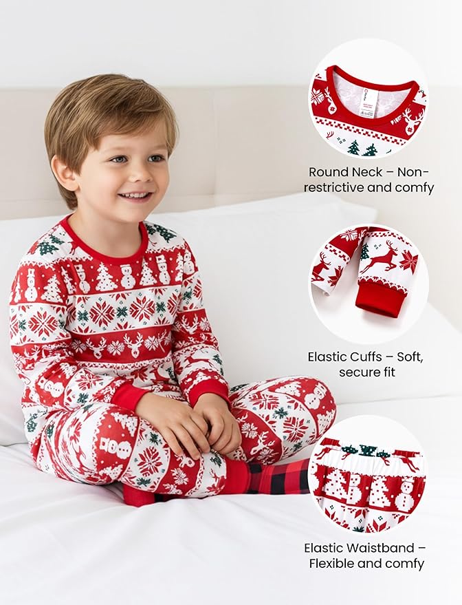 PATPAT Christmas Family Matching Pajama Sets Includes Christmas Socks - Perfect for Family Photos & Holiday Celebrations