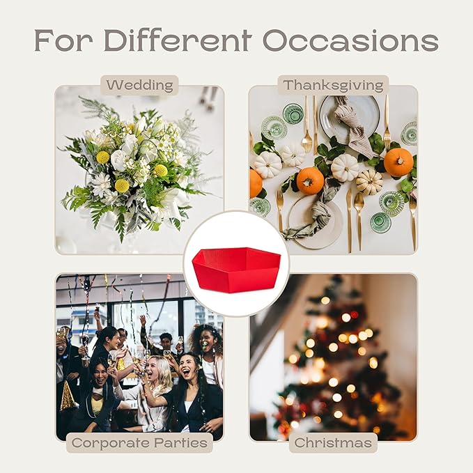 Pack of 5 Baskets for Gifts - Empty Gift Baskets to Fill Ideal for Christmas Gift Baskets and Valentines Day Presents | 11.41" x 9" x 3.34" Red Linen