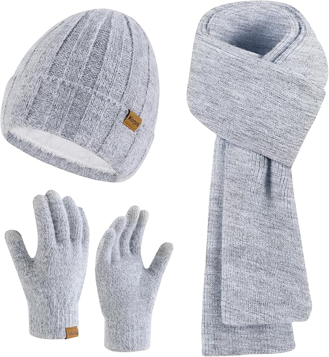 Womens Beanie Hat Scarf Gloves Set Gifts for Women Men