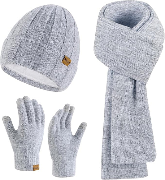 Womens Beanie Hat Scarf Gloves Set Gifts for Women Men
