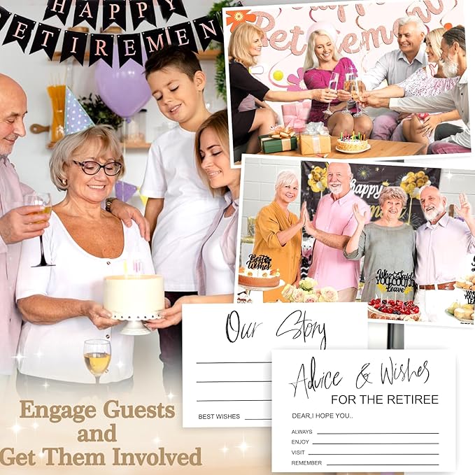 50PCS Retirement Wishes Cards Box for Retirement Party Decorations Favors & Gifts for Women or Men