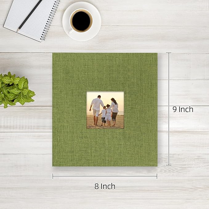 potricher Small Photo Album 4x6 200 Photos Linen Cover Picture Photo Book for Family Wedding Anniversary Baby Vacation (Green,200 Pockets)