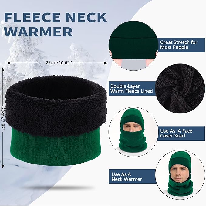 Winter Beanie Hat Scarf Touchscreen Gloves Set for Men and Women, Beanie Gloves Neck Warmer Set with Warm Knit Fleece Lined