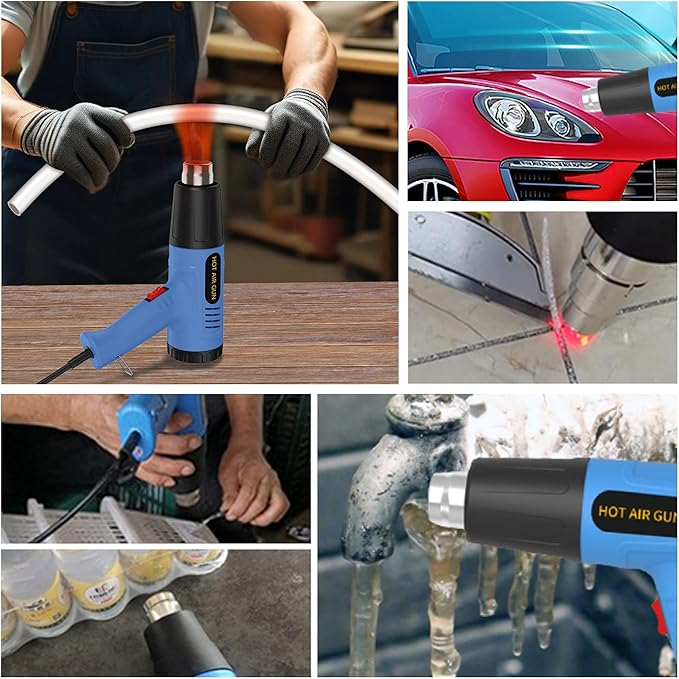 Heat Gun Kit 572 & 1112℉ Dual-Lvel & Rear Rotation Temperature Control 4 Nozzles Heat Gun' Overload Protection For Crafting, Shrink Tubing, Vinyl Wrap, Shrink Wrap,5Ft Power Cord