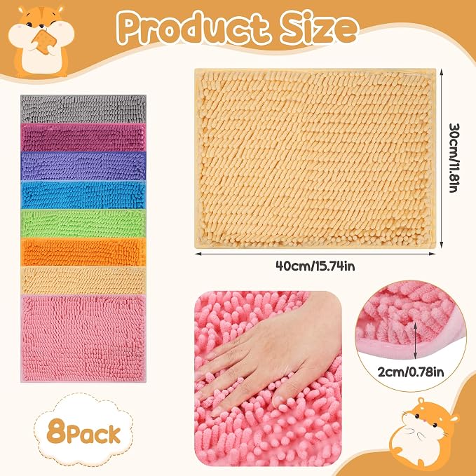8 Pcs Guinea Pig Cage Liner, 16x12 Inch Washable Fleece Bedding Mat | Reusable Guinea Pig Bedding & Pee Pads for Small Animals, Rabbit