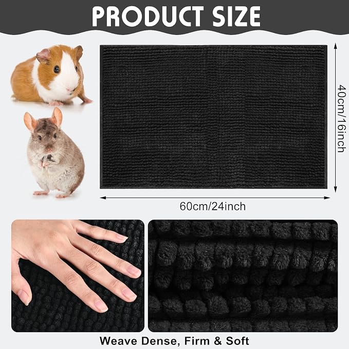 Amylove 4 Pcs Guinea Pig Cage Liner 16 x 24 Inch Washable Chenille Pee Pads Pet Dog Cat Bedding Training Mat Reusable for Small Animals Puppy Bunny Hamster Chinchilla