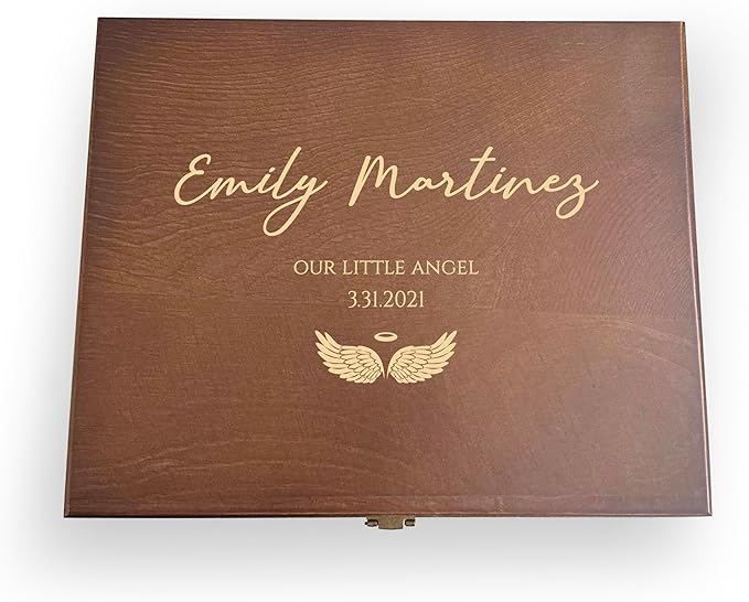 Personalized Memorial Keepsake Box: Engraved In Loving Memory, Walnut Pine Wood