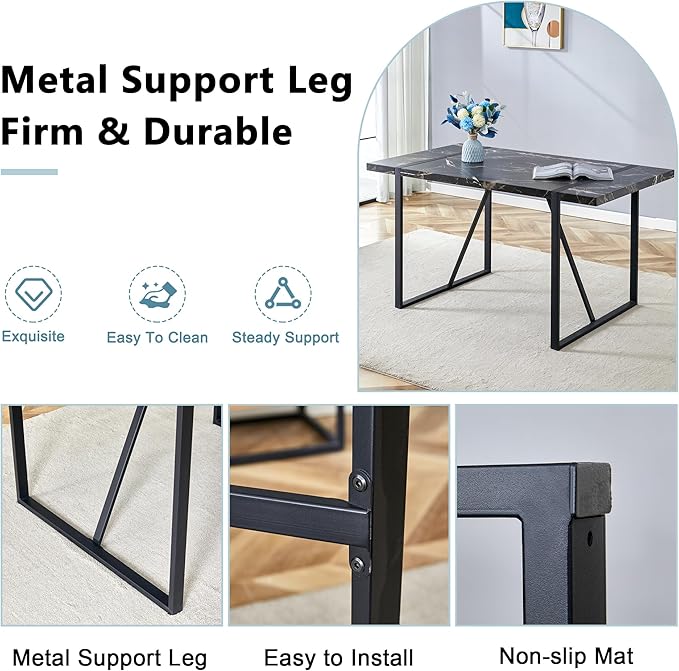 Dinner Table Set for 6, 7 Piece Dining Table Set for 6,Modern 55'' Rectangle Dining Table and 6 Dining Chairs,Kitchen Table and Chairs for 6,Ideal for Kitchen Dining Room