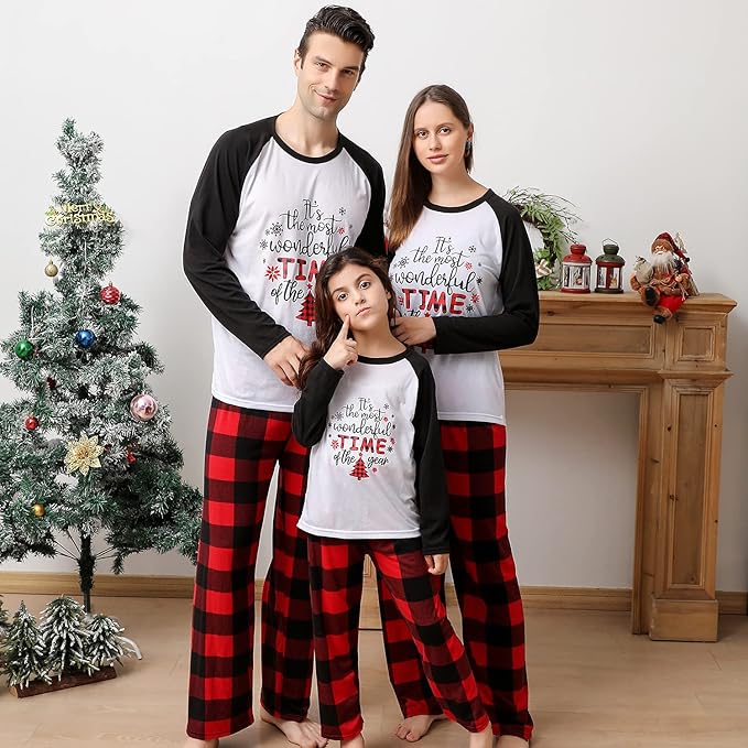 ANGELGGH Matching Christmas Pajamas for Family, Cute Vacation PJs Sets for Couples/Women/Men, Xmas 2 Piece Jammies Sleepwear