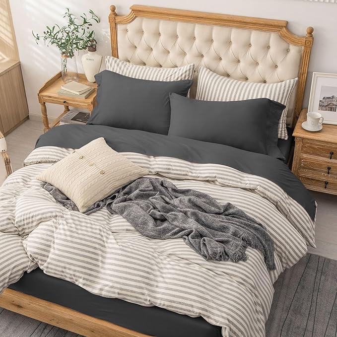 PURE ERA Jersey Knit 4pc Bed Sheet Set 100% T-Shirt Cotton Super Soft Comfy Breathable Fits Mattress Up to 20" Extra Deep Pocket (Solid Deep Grey, King)
