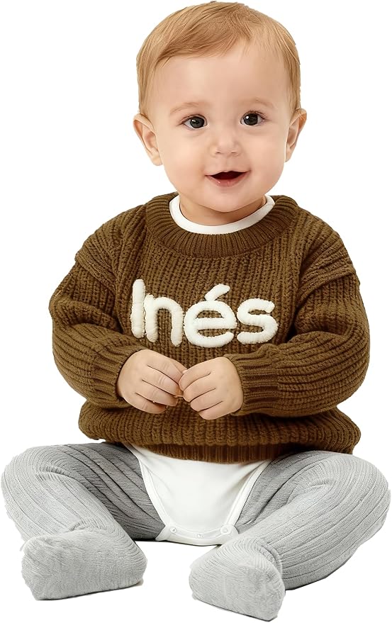 Personalized Knit Baby Boy Girl Sweater with Name Custom Pullover Sweatshirt Custom Baby Gifts