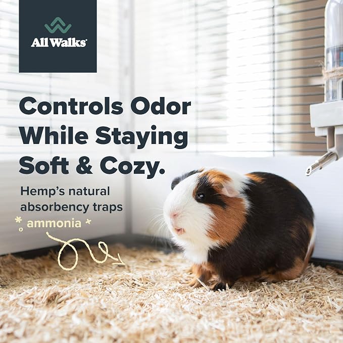 All Walks | Hemp Bedding for Small Animals, 4 x 10L Bags 40L Total (8 LBS) | Low Dust, Odor Control, Highly Absorbent, Natural Cage Bedding for Rabbits, Guinea Pigs, Hamsters, Birds and More