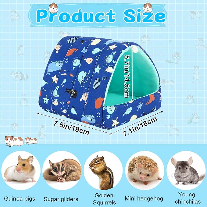 UPINS 2Pcs Guinea Pig Hideout,Guinea Pig Bed Houses | Washable Small Animal House Cage Accessories,for Dwarf Rabbits Chinchillas Hamsters Hedgehogs