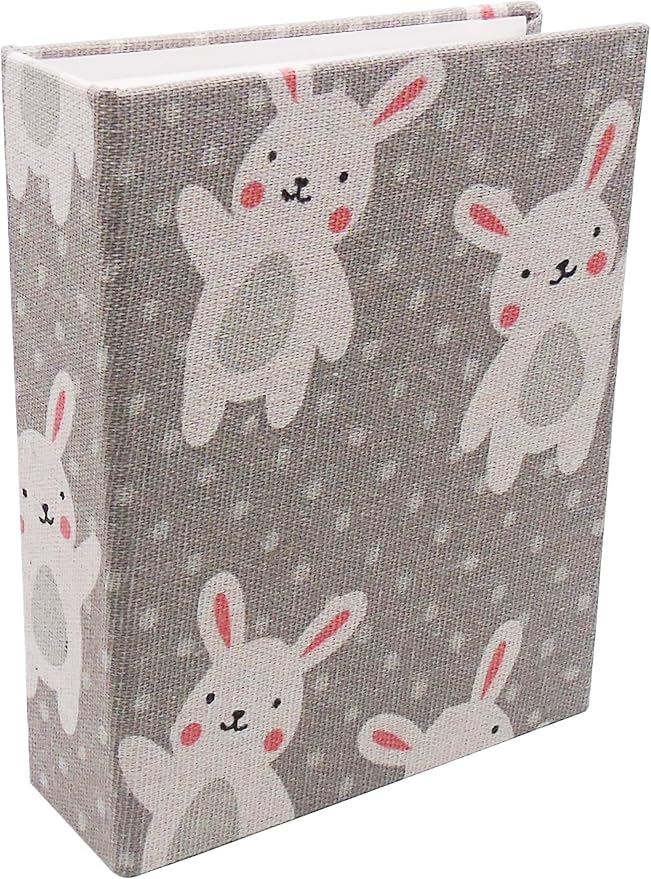 Kids Photo Album, 100 Pockets 5x7 Picture Album, Slip-in Linen Cover Photo Album Book for Boys, Girls, Family(Bunny)