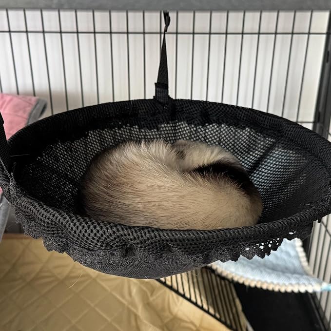 Round Ferret Bed Hammock12 Inch, Breathable Mesh Hanging Bed for all Ferret Nation/Midwest Cages, Cozy Donut Cuddle Pod for Sleeping ,Perfect Round Shape for Natural Sleep