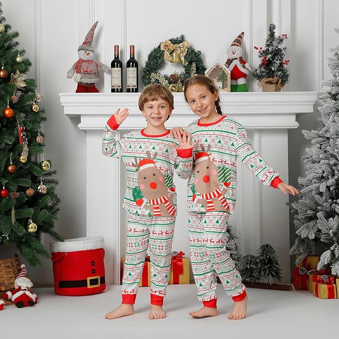 Matching Family Christmas Pajamas Sets, Holiday PJs with Top and Pants, Cute 2 Piece Sleepwear for Couples/Women/Men
