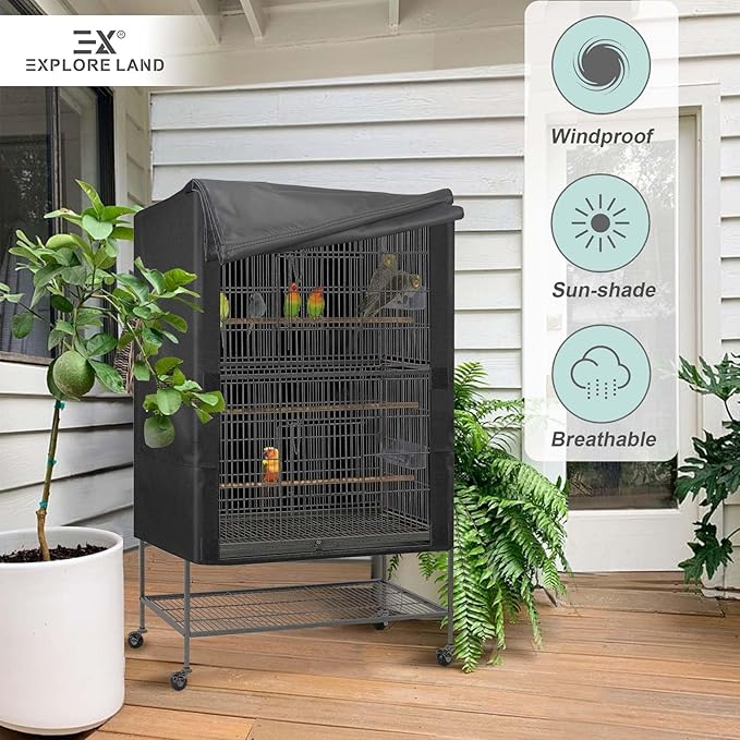 Explore Land Pet Cage Cover - Good Night Enclosure(Small, Black) | For Bird Critter Cat House to Small Animal Privacy & Comfort