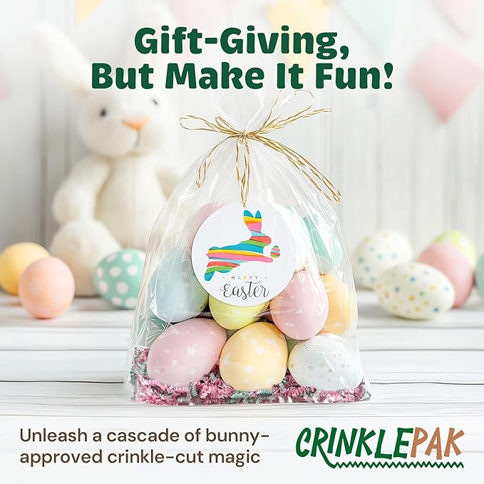 USA Made Crinkle Cut Paper Shred Filler Great for Shipping Packages, Gift Wrap, Basket Filling and All Other Occasions 8 oz Easter