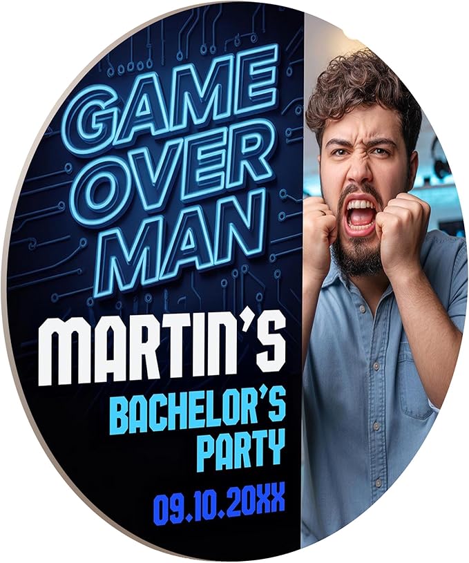 20 Pack Personalized Bachelor Party Coasters, Custom Cardboard Drink Coasters with Photo Print and Text, Fun Bachelor Party Favors and Gifts, 3.95" Round, Design 6