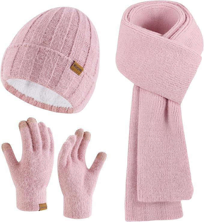Womens Beanie Hat Scarf Gloves Set Gifts for Women Men