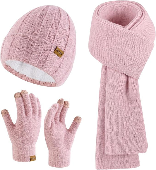 Womens Beanie Hat Scarf Gloves Set Gifts for Women Men