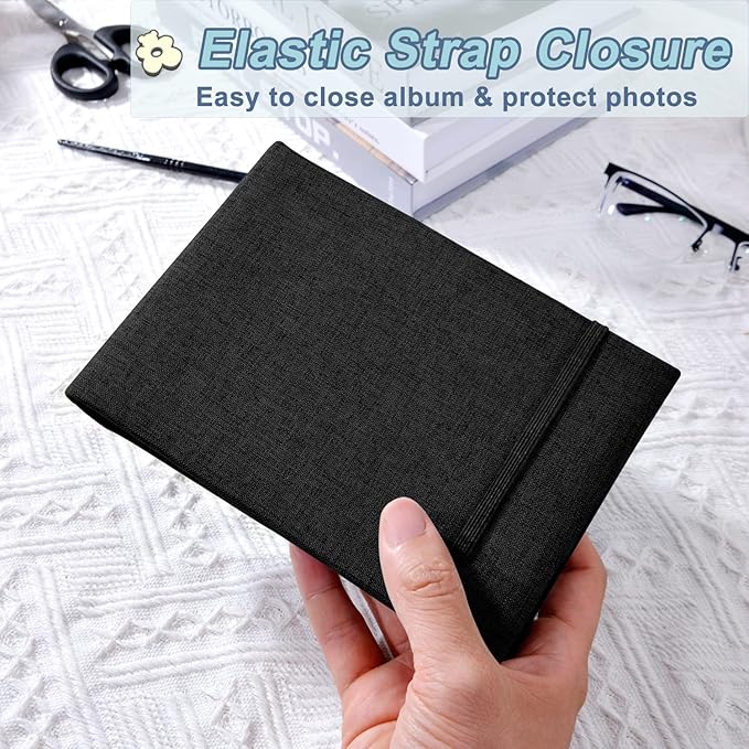 2PACK 4x6 Photo Album, 4x6 100 Pockets Linen Cover Photobook Small Capacity Pictures Book Easy to Classify and Portable for Wedding Family Baby Vacation (Black)