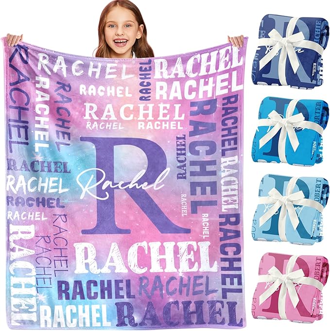 Personalized Blankets for Teen Girls Boys - Printed in USA, Custom Blanket with Kids Names, Ultra-Soft Flannel Monogrammed Baby Throws Blankets, Customized Christmas Brithday Gifts for Adults