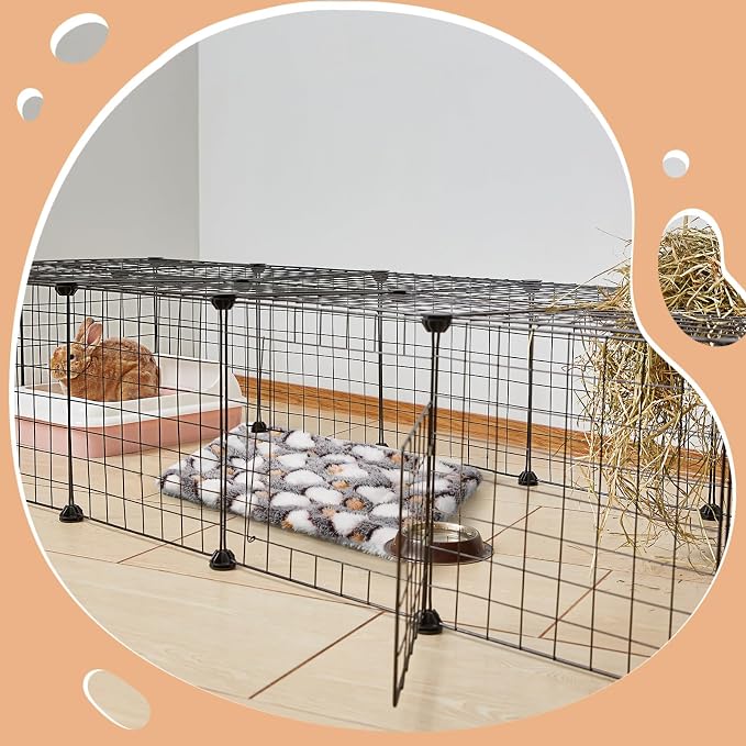Jetec 3 Pcs Guinea Pig Beds, Fleece Small Animal Mats, Pineapple Grid, Gray | 10 x 11 in Soft Double Sided Fleece Pad for Rabbit, Hamster, Chinchilla, Rat, Warm Hideout, Cozy Small Animal Cage Bed