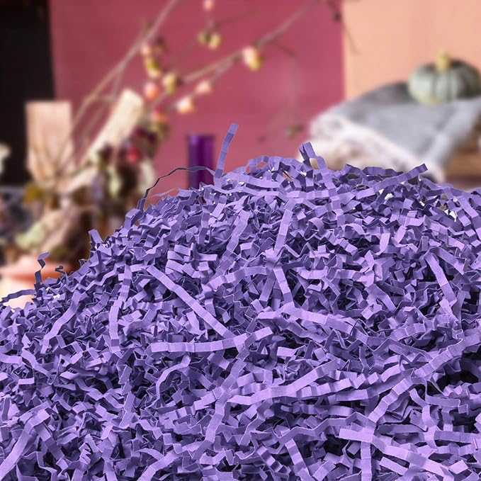 NEWMIAO 1 LB Purple Crinkle Cut Paper Shred Filler for Gift Baskets Stuffing, Shredded Crinkle Paper for Gift Box Bag Basket Filler Decoration Christmas Wedding Birthday Bridesmaid Gift Wrapping
