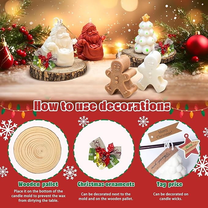 DIY Christmas Candle Making Kit, Make Your Own Scented Candles at Home with Wax Melter, Festive Molds, Soy Wax & Fragrances, All-in-One Wax Melts Kit for Holiday Crafting & Gifting