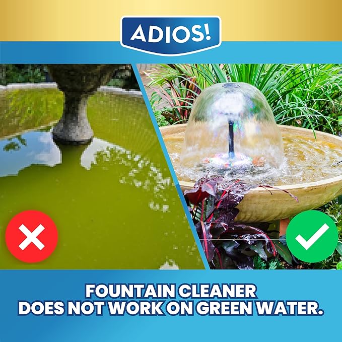 Fountain Cleaner and Clarifier for Outdoor and Indoor Fountains – Safe for Plastic, Metal, Glass and Stone (32oz)