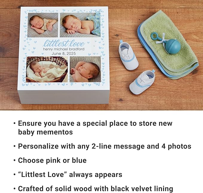 Let's Make Memories Personalized Keepsake Box for New Baby - Memento Storage - Memories Box -Nursery Décor - Pink - 12”Lx12”Wx6”H - Littlest Love