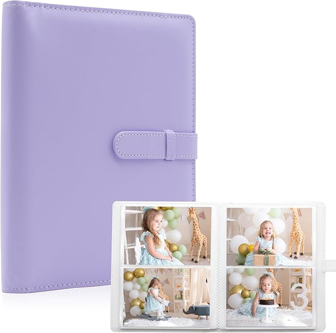 Photo Albums 4x6 Pictures – 152 Pockets Vegan Leather Cover Memory Album Book, Suitable for Family Wedding Boys Girls and Babies Storage (Purple)