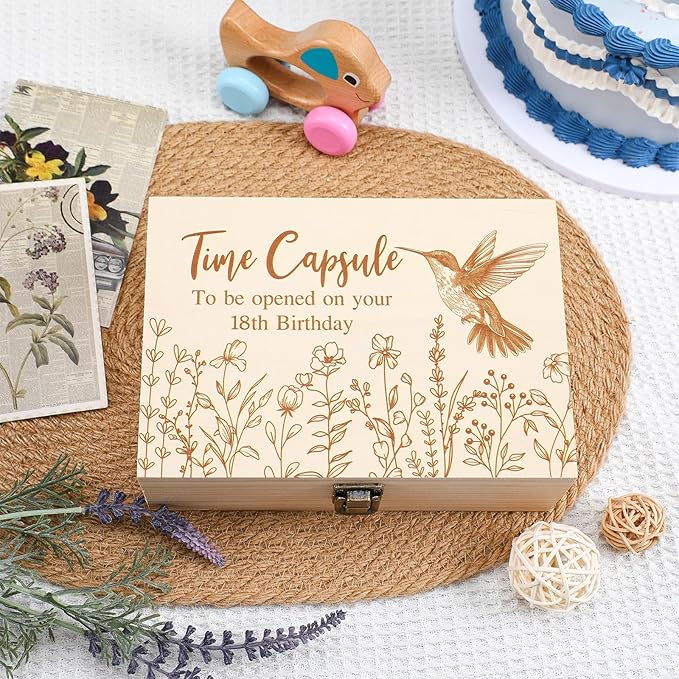Time Capsule Box 1st Birthday Time Capsule Keepsake Box to Baby Open on Your 18th Memories Newborn Wedding Gift for Kids