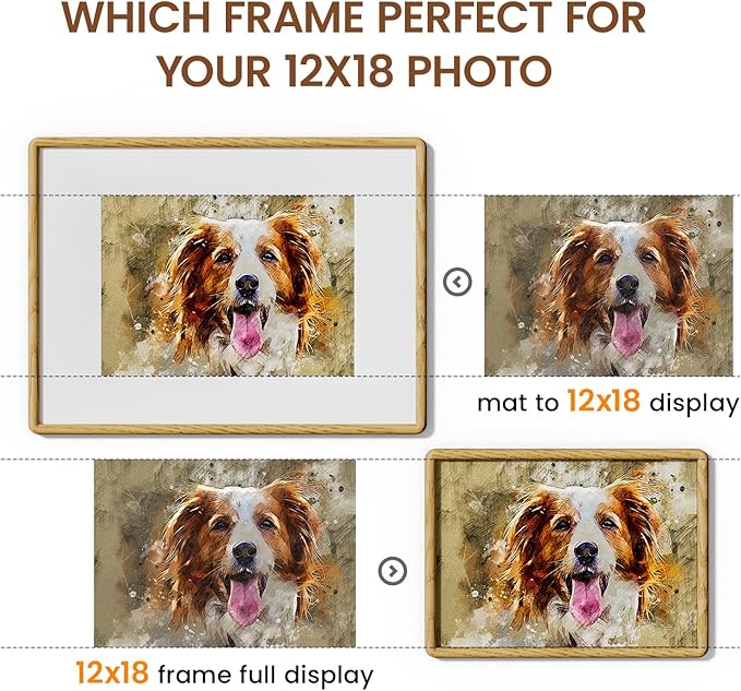 12x18 Picture Frame Natural Oak Wood From California-USA with Real Tempered Glass, Handcrafted 12 x 18 Diploma Frame Matted to 9x12 Photo,Certificate,Degree,Graduation Picture Display Wall Decoration