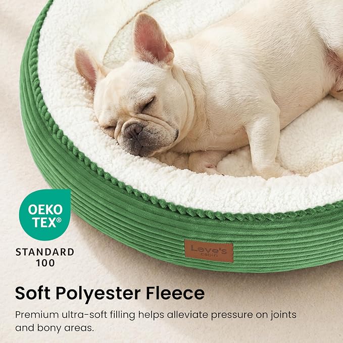 Love's cabin Round Donut Cat and Dog Cushion Bed, 30in Pet Bed for Medium or Large Dogs, Anti-Slip & Water-Resistant Bottom, Soft Durable Fabric Pet Beds, Washable Calming Cat Bed, Light Green